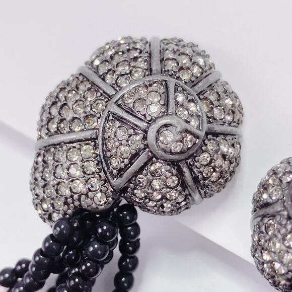 Signed Hutton Wilkinson HW Tassel Statement Clip Earrings Snail Shell Dangle VTG - Picture 4 of 14